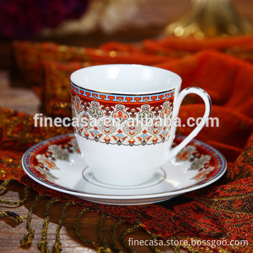 230CC Luxury Fine Hyper White Porcelain Ceramic Cup and Saucer of Persian Market